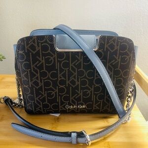 Calvin Klein Monogram Black and Blue Crossbody Bag